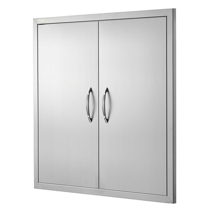 BBQ Access Door, 790x790 mm Double Outdoor Kitchen Door, Stainless Steel Flush Mount Door, Wall Vertical Door with Handles, for BBQ Island, Grilling Station, Outside Cabinet