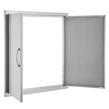 BBQ Access Door, 790x790 mm Double Outdoor Kitchen Door, Stainless Steel Flush Mount Door, Wall Vertical Door with Handles, for BBQ Island, Grilling Station, Outside Cabinet