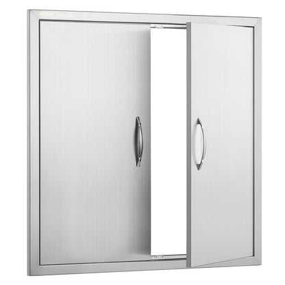 BBQ Access Door, 790x790 mm Double Outdoor Kitchen Door, Stainless Steel Flush Mount Door, Wall Vertical Door with Handles, for BBQ Island, Grilling Station, Outside Cabinet