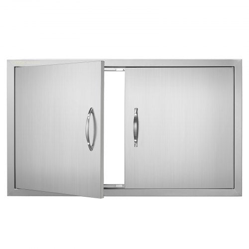 BBQ Access Door, 915x533 mm Double Outdoor Kitchen Door, Stainless Steel Flush Mount Door, Wall Vertical Door with Handles, for BBQ Island, Grilling Station, Outside Cabinet