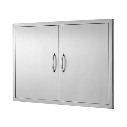 BBQ Access Door, 990x660 mm Double Outdoor Kitchen Door, Stainless Steel Flush Mount Door, Wall Vertical Door with Handles and Hooks, for BBQ Island, Grilling Station, Outside Cabinet