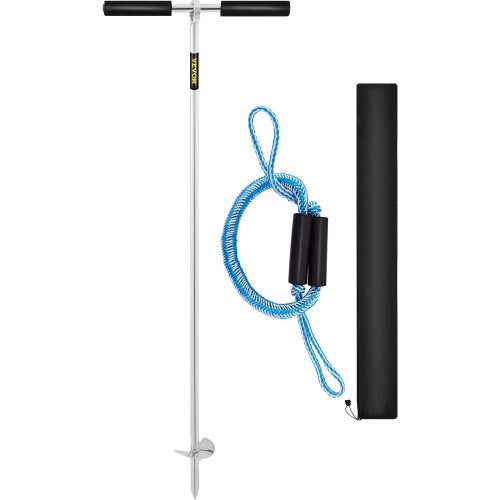 Sandanker, 91 cm lange Schnecke zum Einhängen in Strand und Sandbank, Schraubanker aus Edelstahl 316 mit abnehmbarem Griff, Gummiseil und Tragetasche, für Jetski, PWC, Pontonboot und Kajak