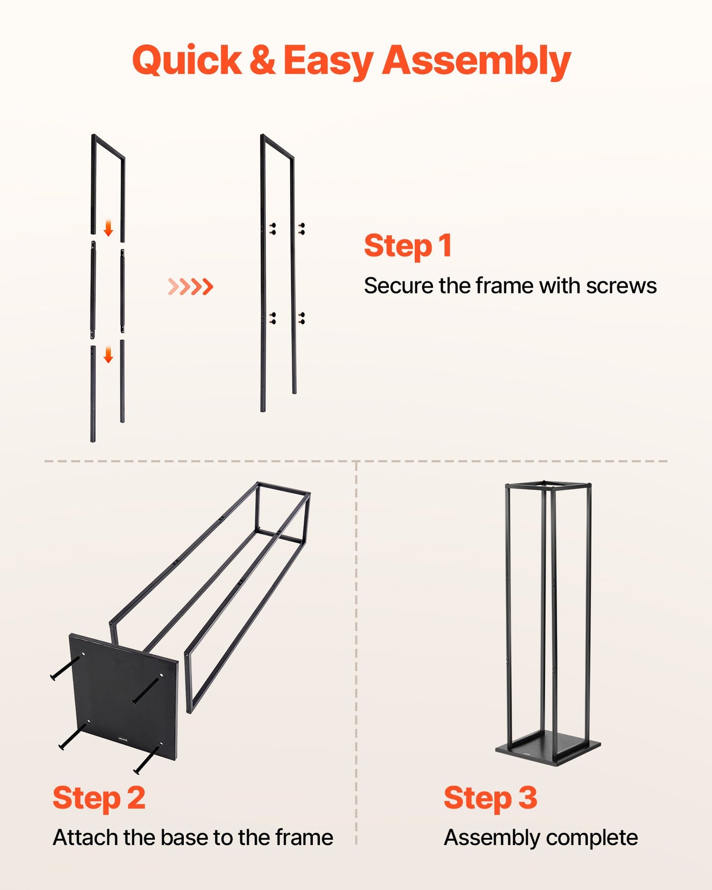 Brennholzregal für den Innenbereich, 33 × 32 × 112 cm, Holzstapelhalter, Tragkraft bis zu 45 kg, hoher Holzständer, pulverbeschichteter Stahl, robustes Holzregal für den Kamin