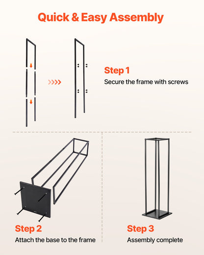 Brennholzregal für den Innenbereich, 33 × 32 × 112 cm, Holzstapelhalter, Tragkraft bis zu 45 kg, hoher Holzständer, pulverbeschichteter Stahl, robustes Holzregal für den Kamin