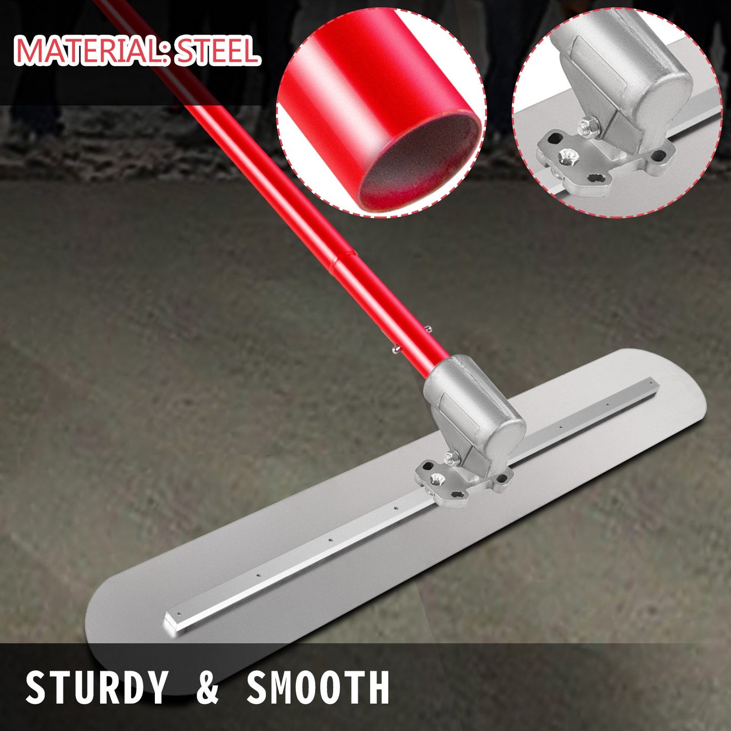 Bull Float Concrete Float 1200x200mm Concrete Tool Trowel Float adjustable Handle & Bracket,concrete float with Handle Length: 3 x 1.8m