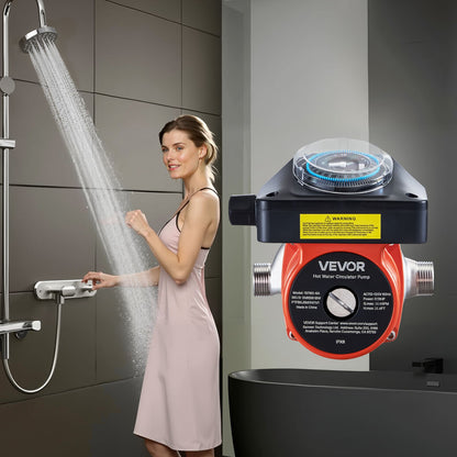 Hot Water Recirculating Pump, with Timer, 38 LPM Instant Recirculation Pump Kit, Circulation Circulator System, 100W AC 220-240V, G3/4 in to G1/2 in Connector, for Boiler Solar Water Heater