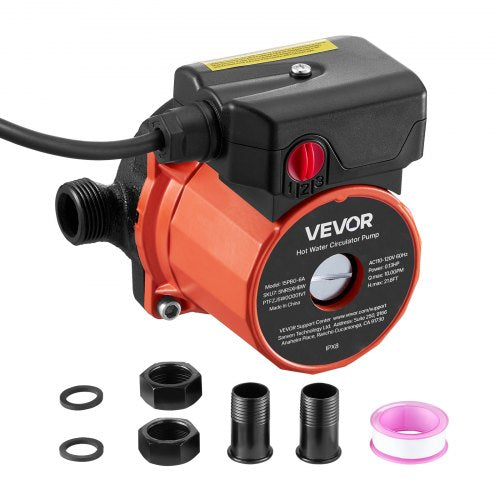 Hot Water Recirculating Pump, 38 LPM, Instant Circulation Circulator Pump System, 3-Speed Control, 100W, AC 220-240V, G3/4 in to G1/2 in Adapter, Cast Iron Head, for Water Heater System