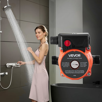 Hot Water Recirculating Pump, 38 LPM, Instant Circulation Circulator Pump System, 3-Speed Control, 100W, AC 220-240V, G3/4 in to G1/2 in Adapter, Cast Iron Head, for Water Heater System