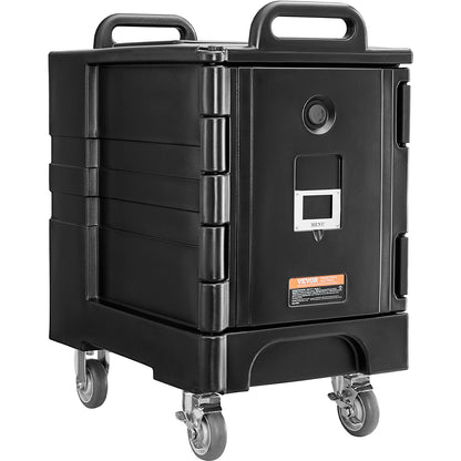 Insulated Food Pan Carrier, 81 Qt Hot Box for Catering, Food Box Carrier with Double Buckles, Front Loading Food Warmer with Handles, Stackable End Loader with Wheels for Restaurant, Canteen