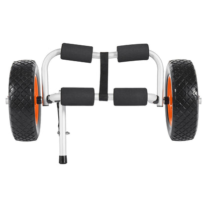Kayak Cart, 90 kg Load Capacity, Foldable Kayak Trolley with 25.4 cm Solid Rubber Tires & 1 Ratchet Strap, Paddle Board Trolley for Carrying Kayaks, Canoes, Paddleboards, Float Mats, Jon Boats