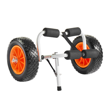 Kayak Cart, 90 kg Load Capacity, Foldable Kayak Trolley with 25.4 cm Solid Rubber Tires & 1 Ratchet Strap, Paddle Board Trolley for Carrying Kayaks, Canoes, Paddleboards, Float Mats, Jon Boats