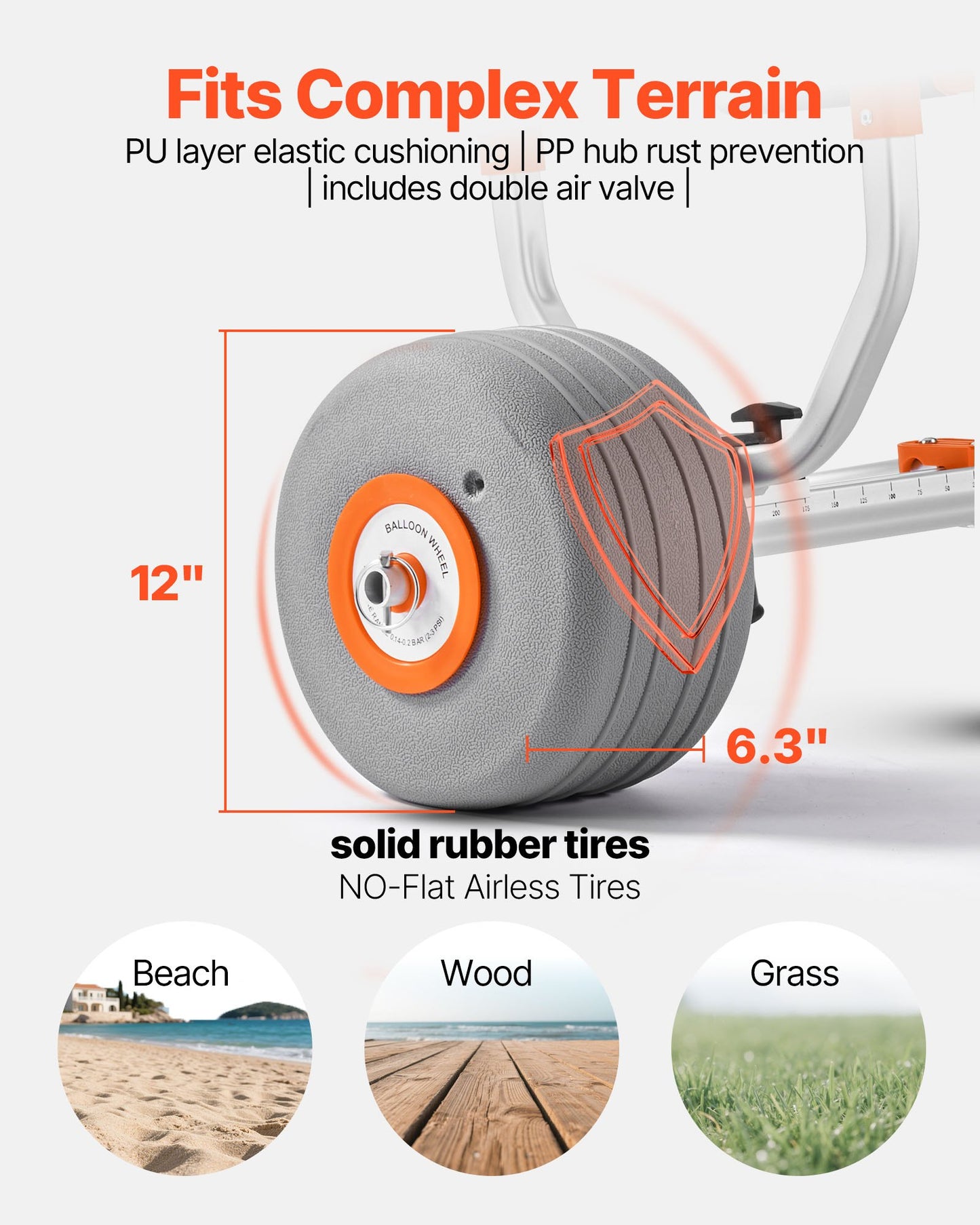 Kayak Cart, 158.8 kg Load Capacity, Kayak Trolley with 30.5 cm Inflatable PU Tires & 2 Straps, Assembles & Disassembles Within Seconds, Paddle Board Trolley for Carrying Kayaks and Canoes