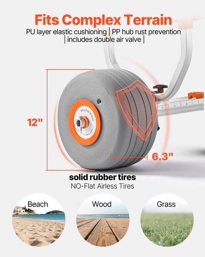 Kayak Cart, 158.8 kg Load Capacity, Kayak Trolley with 30.5 cm Inflatable PU Tires & 2 Straps, Assembles & Disassembles Within Seconds, Paddle Board Trolley for Carrying Kayaks and Canoes