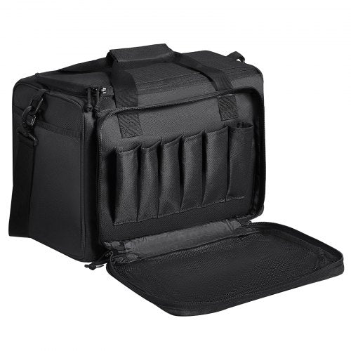 Range Bag for 3 Pistols, Tactical Gun Range Bag with 2 Detachable Baffles & 6 Magazines, Firearm Shooting Handgun Bag for Outdoor Hunting Pistol Bag with Single Shoulder Strip, Black