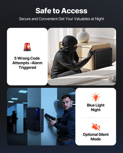 Gun Safe, Slider Handgun Gun Safe with Fingerprint/Password/Key, 3-Way Quick Access Firearm Case Box with Lighting for 1 Pistol & Magazine, Mounted Pistol Gun Box for Nightstand Bedside Desk Car