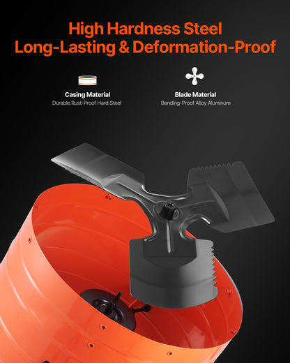 Giebelmontierter Dachbodenventilator, 40 cm (16 Zoll) mit einstellbarem Thermostat und Außengitter, 2940 CFM (ca. 89 m³/h) Luftleistung, kühlt Räume bis zu 390 m² (4200 Quadratfuß), leise Belüftung für Dach, Garage und Werkstatt, leuchtendes Orange