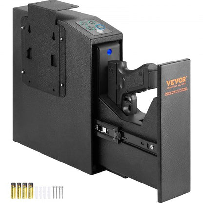 Mounted Gun Safe for Pistols, Biometric Gun Safe with Three Quick Access Ways of Fingerprints, Passwords and Keys, Handgun Safe for 1 Pistol for Home, Bedside, Nightstand, Wall