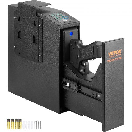 Mounted Gun Safe for Pistols, Biometric Gun Safe with Three Quick Access Ways of Fingerprints, Passwords and Keys, Handgun Safe for 1 Pistol for Home, Bedside, Nightstand, Wall