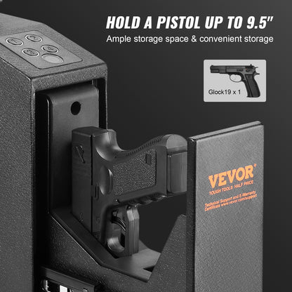 Mounted Gun Safe for Pistols, Biometric Gun Safe with Three Quick Access Ways of Fingerprints, Passwords and Keys, Handgun Safe for 1 Pistol for Home, Bedside, Nightstand, Wall