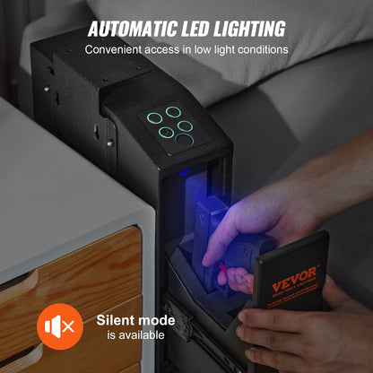 Mounted Gun Safe for Pistols, Biometric Gun Safe with Three Quick Access Ways of Fingerprints, Passwords and Keys, Handgun Safe for 1 Pistol for Home, Bedside, Nightstand, Wall