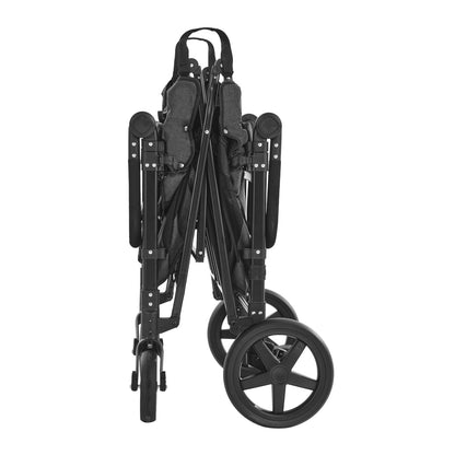 Wagon Stroller for 4 Kids, Push Pull Quad Collapsible Stroller with Adjustable Handle, Safety Harness & Removable Canopy, 4-Seater Stroller Wagon for Camping, Dark Gray & Black (330LBS Loading)