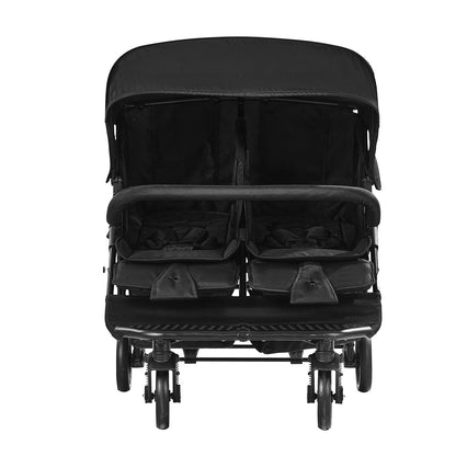 Double Stroller, Side x Side, Foldable Lightweight Twin Stroller with Tandem Seating, Adjustable Footrest/Rotating Handle, Wrap-Around Safety Harness,Storage Basket,for Newborn & Toddler (Black)