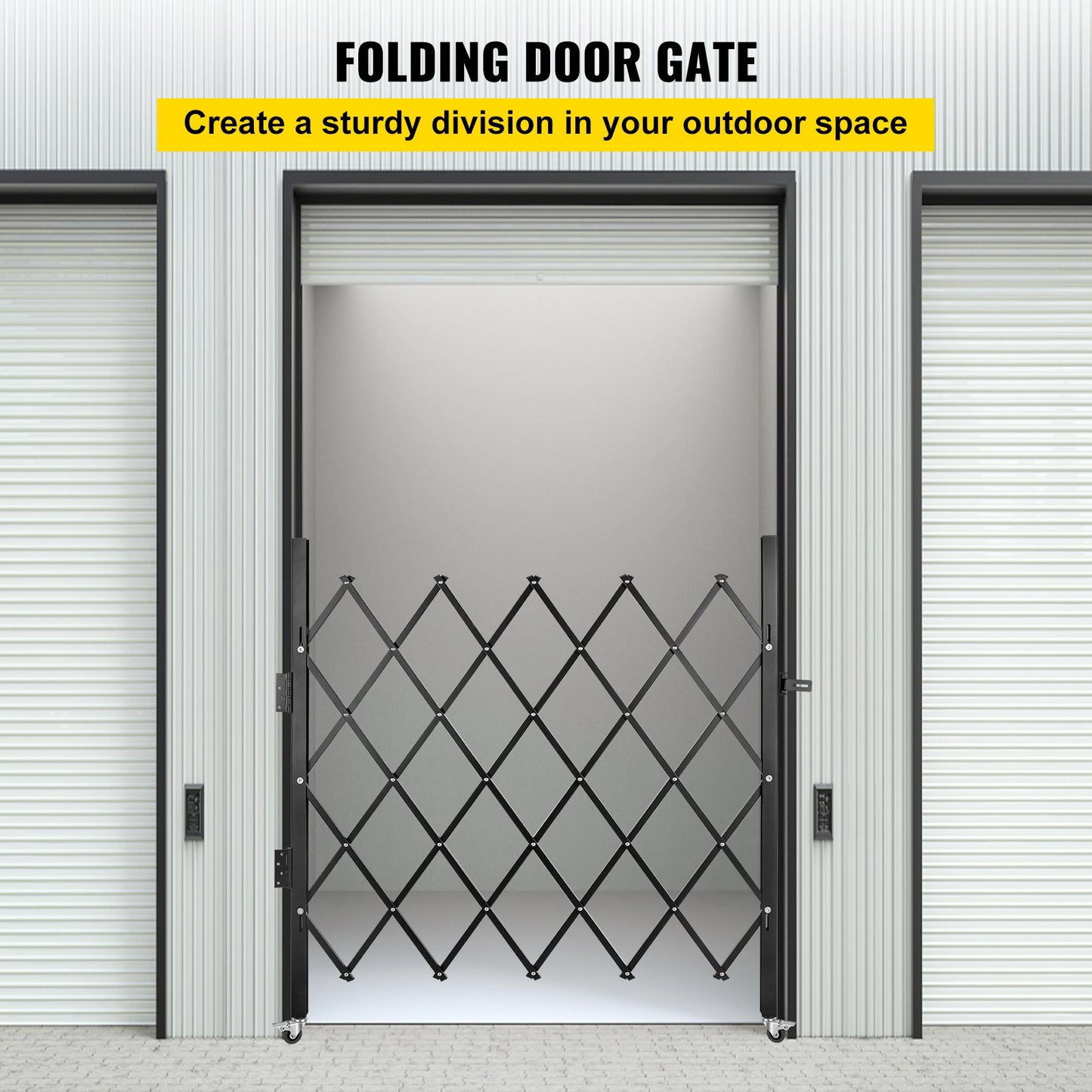 Single Folding Security Gate, 180 × 155 cm(W × H) Folding Door Gate, Steel Accordion Security Gate, Flexible Expanding Security Gate, 360° Rolling Barricade Gate, Scissor Gate/Door with Padlock