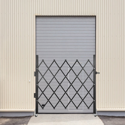 Single Folding Security Gate, 180 × 155 cm(W × H) Folding Door Gate, Steel Accordion Security Gate, Flexible Expanding Security Gate, 360° Rolling Barricade Gate, Scissor Gate/Door with Padlock
