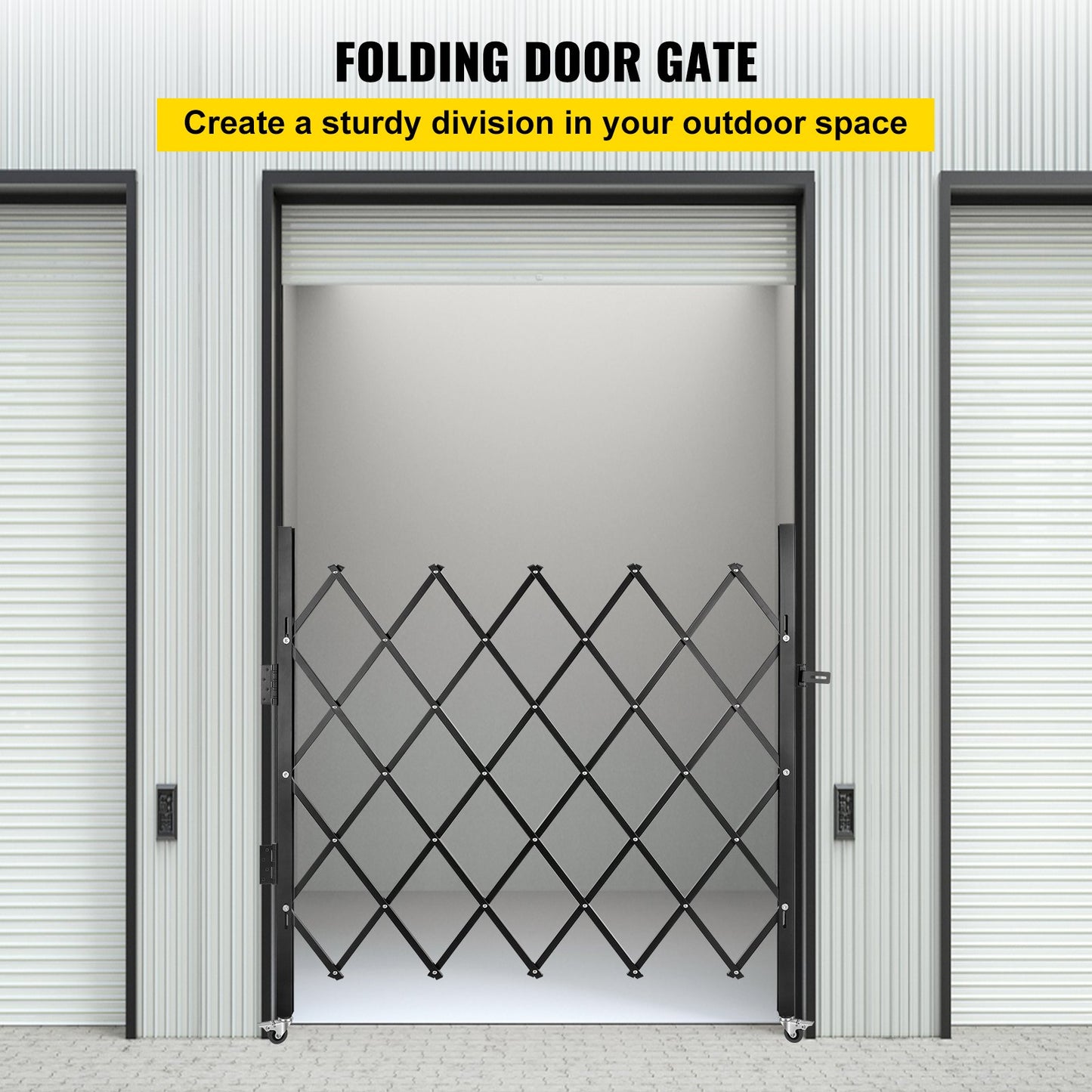 Single Folding Security Gate, 170 × 124 cm(W × H)Folding Door Gate, Steel Accordion Security Gate, Flexible Expanding Security Gate, 360° Rolling Barricade Gate, Scissor Gate or Door with Padlock