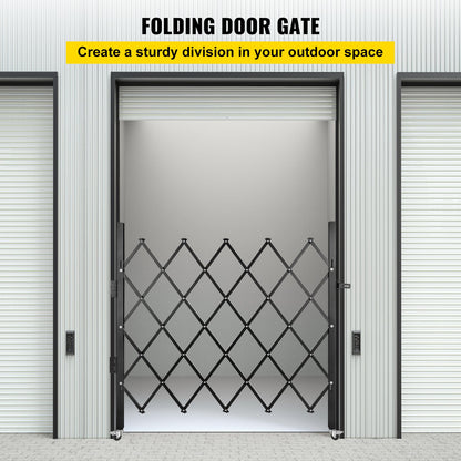 Single Folding Security Gate, 170 × 124 cm(W × H)Folding Door Gate, Steel Accordion Security Gate, Flexible Expanding Security Gate, 360° Rolling Barricade Gate, Scissor Gate or Door with Padlock
