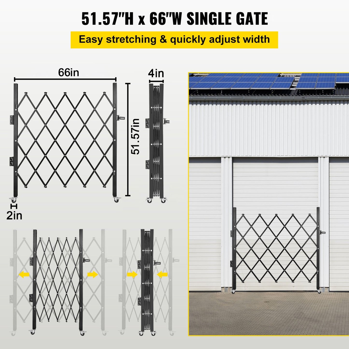 Single Folding Security Gate, 170 × 124 cm(W × H)Folding Door Gate, Steel Accordion Security Gate, Flexible Expanding Security Gate, 360° Rolling Barricade Gate, Scissor Gate or Door with Padlock