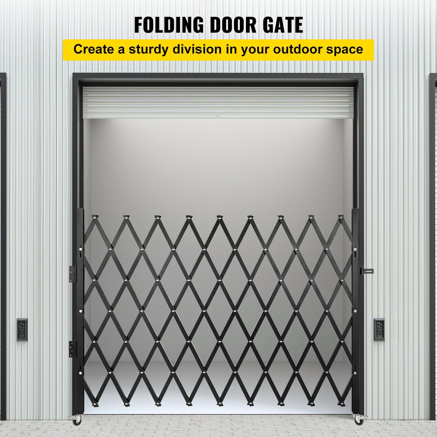 Single Folding Security Gate, 131.00 x 187.96 cm Folding Door Gate, Steel Accordion Security Gate, Flexible Expanding Security Gate, 360° Rolling Barricade Gate, Scissor Gate or Door with Padlock