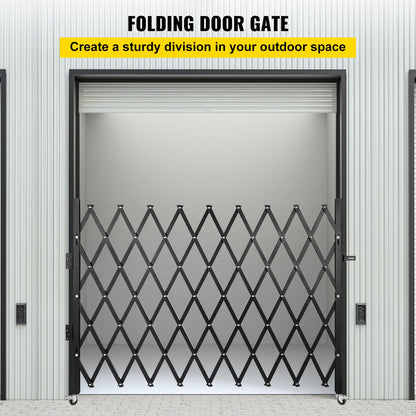 Single Folding Security Gate, 131.00 x 187.96 cm Folding Door Gate, Steel Accordion Security Gate, Flexible Expanding Security Gate, 360° Rolling Barricade Gate, Scissor Gate or Door with Padlock
