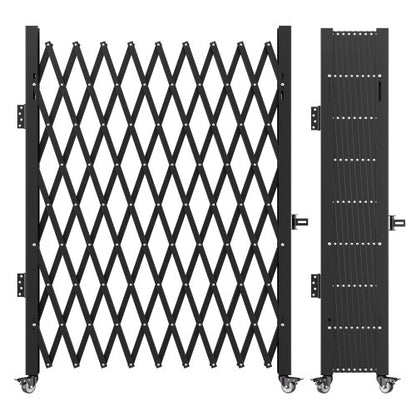 Single Folding Security Gate, 198 cm H x 229 cm W Folding Door Gate, Steel Accordion Security Gate, Flexible Expanding Security Gate, 360° Rolling Barricade Gate, Scissor Gate/Door with Padloc