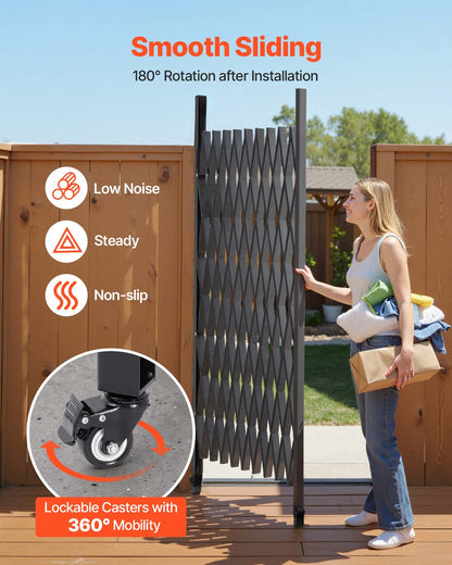 Single Folding Security Gate, 198 cm H x 229 cm W Folding Door Gate, Steel Accordion Security Gate, Flexible Expanding Security Gate, 360° Rolling Barricade Gate, Scissor Gate/Door with Padloc