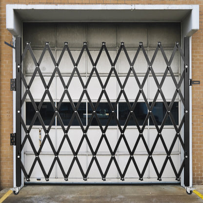 Single Folding Security Gate, 198 cm H x 229 cm W Folding Door Gate, Steel Accordion Security Gate, Flexible Expanding Security Gate, 360° Rolling Barricade Gate, Scissor Gate/Door with Padloc