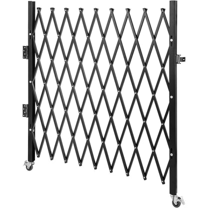 Single Folding Security Gate, 198 cm H x 229 cm W Folding Door Gate, Steel Accordion Security Gate, Flexible Expanding Security Gate, 360° Rolling Barricade Gate, Scissor Gate/Door with Padloc