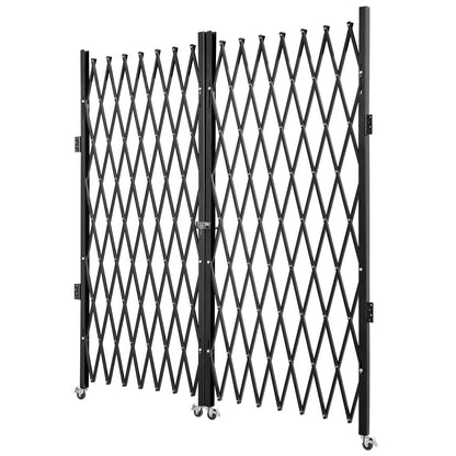 Double Folding Security Gate, 382 × 214 cm(W × H) W Folding Door Gate, Steel Accordion Security Gate, Flexible Expanding Security Gate, 360° Rolling Barricade Gate, Scissor Gate or Door with Keys