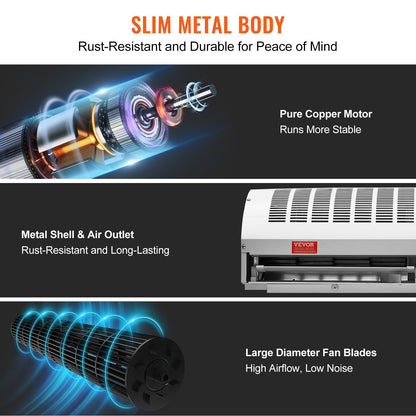 0.9m Commercial Indoor Air Curtain Super Power 2 Speeds 2038m³/h, UL Certified Wall Mounted Air Curtains for Doors, Indoor Over Door Fan with Heavy Duty Limit Switch, Easy-Install Unheated