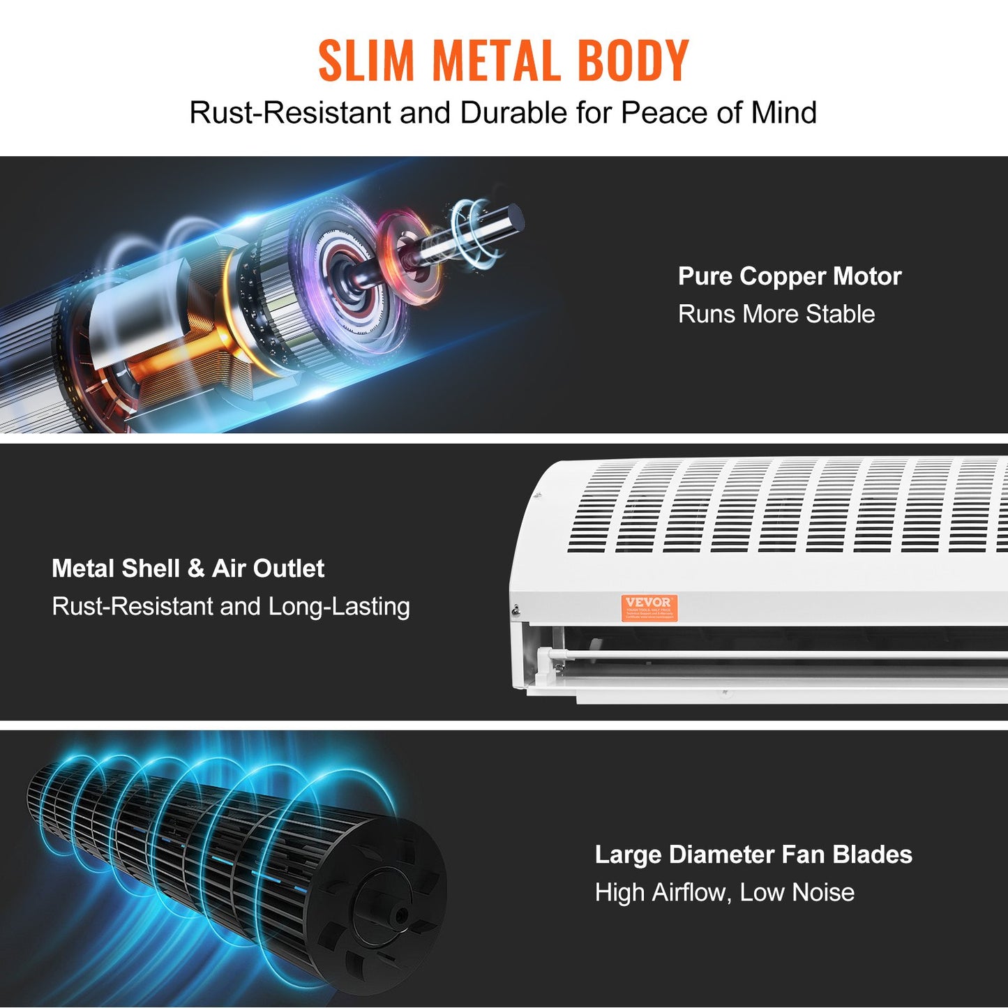 1.5m Commercial Indoor Air Curtain Super Power 2 Speeds 3566m³/h, UL Certified Wall Mounted Air Curtains for Doors, Indoor Over Door Fan with Heavy Duty Limit Switch, Easy-Install Unheated