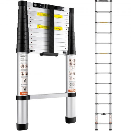 Telescoping Ladder Aluminum Extension Step 381 cm Multi-purpose Portable