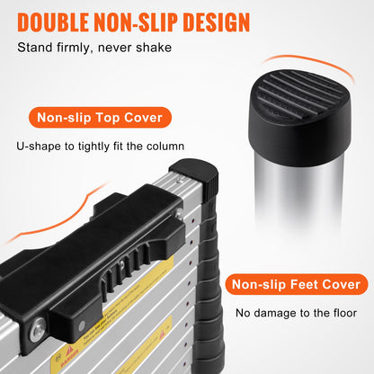 Telescoping Ladder Aluminum Extension Step 381 cm Multi-purpose Portable