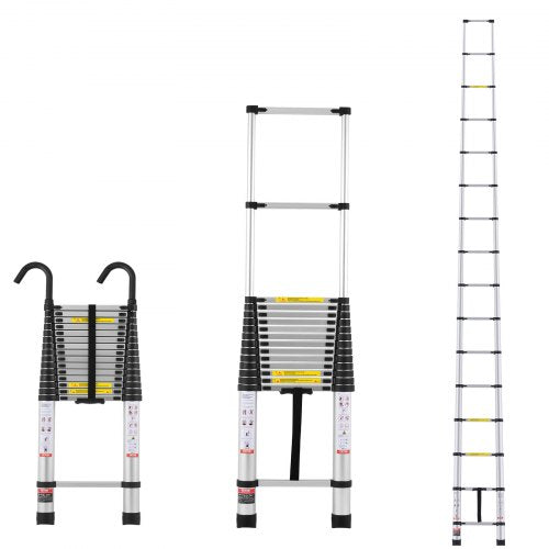 Telescoping Ladder, 20.3FT Aluminum Lightweight Extension Ladder, Multi-button Retraction Collapsible Ladder, 375 LBS Capacity with Non-slip Feet, Portable Compact Ladders for Home, RV, Loft