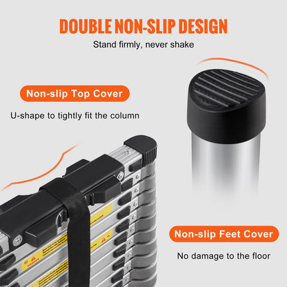 Telescoping Ladder Aluminum Extension Step 457.2 cm Multi-purpose Portable