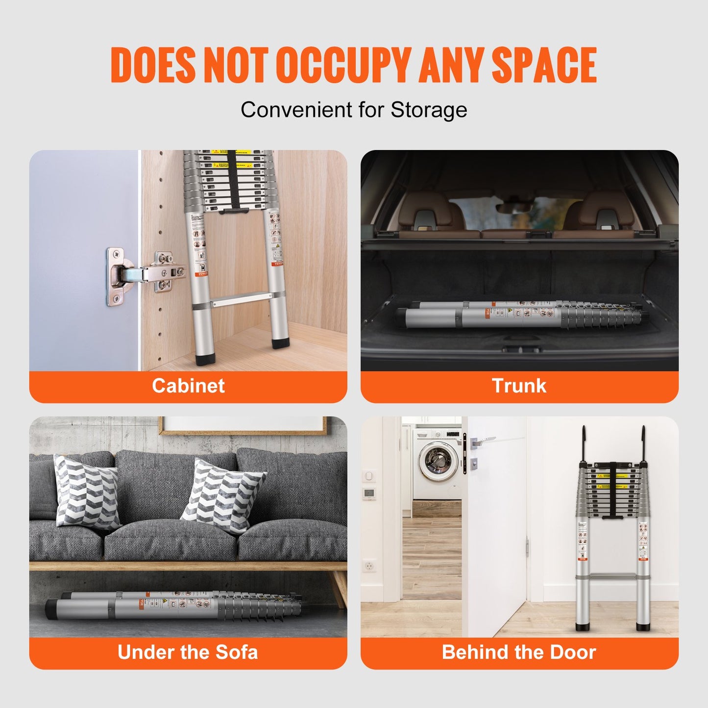 Telescoping Ladder Aluminum Extension Step 457.2 cm Multi-purpose Portable