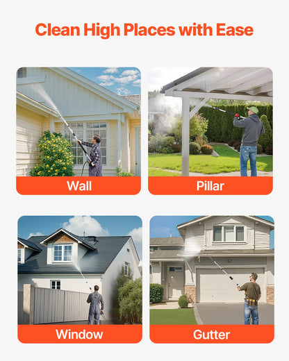 Pressure Washer Telescoping Wand, 24 ft, 4000 psi, Telescopic Spray Wand with Power Washer Extension Wands, Gutter Cleaner, Brush Head, Pivoting Coupler, 7 Spray Nozzles and Support Harness