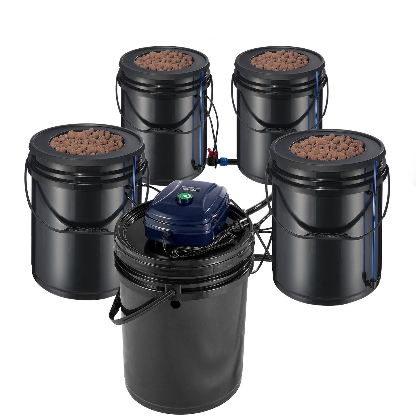 RDWC Hydroponics System Recirculating Deep Water Culture 4 Buckets 18.9 L