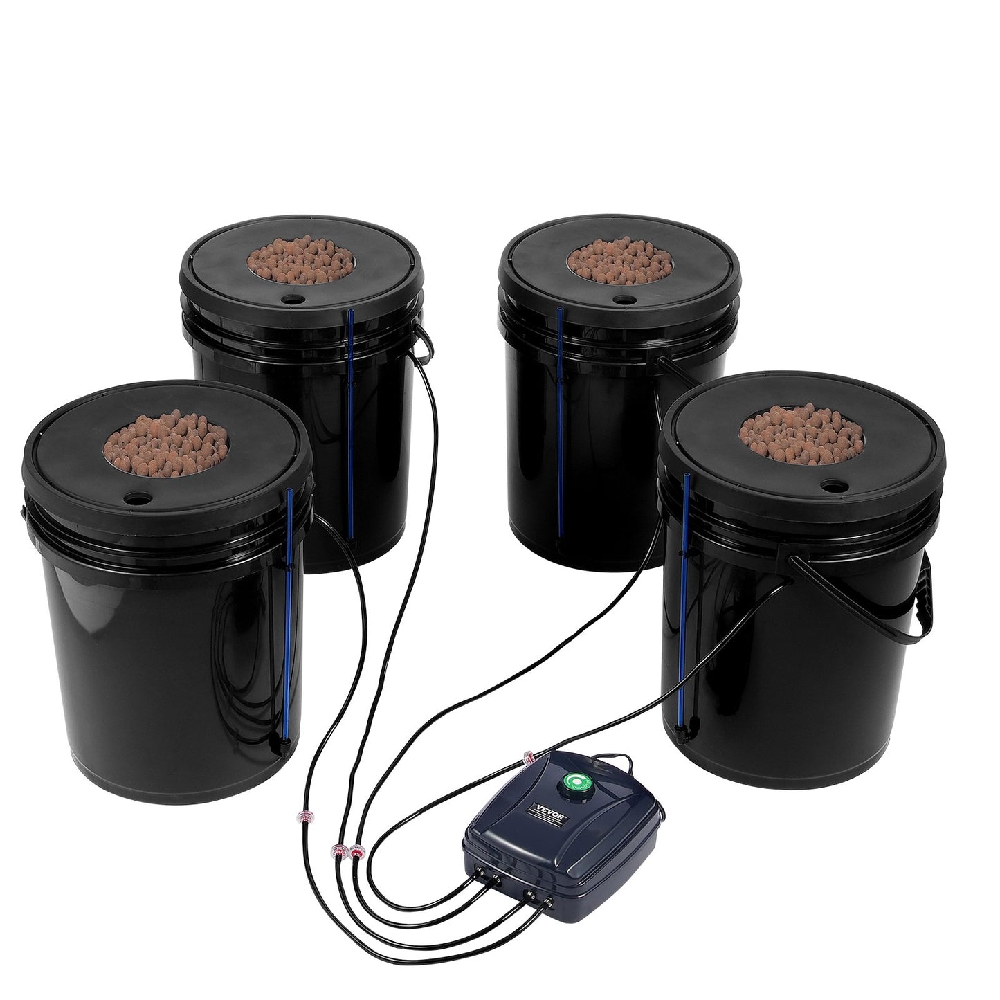 DWC Hydroponics Grow System, Hydroponic Growing System, Deep Water Culture 5-Gallon 4 Buckets, DWC System with Air Pump, Air Stones and Water Level Device for Leafy Vegetables