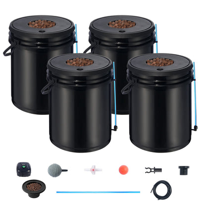 DWC Hydroponics Grow System, Hydroponic Growing System, Deep Water Culture 5-Gallon 4 Buckets, DWC System with Air Pump, Air Stones and Water Level Device for Leafy Vegetables