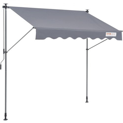 Manual Retractable Awning, 78" Outdoor Retractable Patio Awning Sunshade Shelter, Adjustable Patio Door Window Awning Canopy with 39" Sun Shade Curtain for Backyard, Garden, Balcony